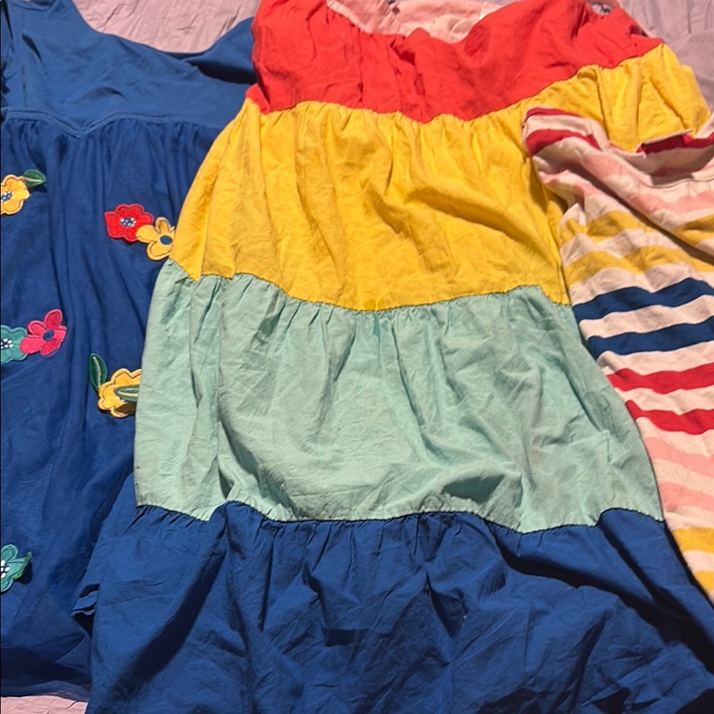 Hanna Andersson Blue and Green Ruched Sundress
